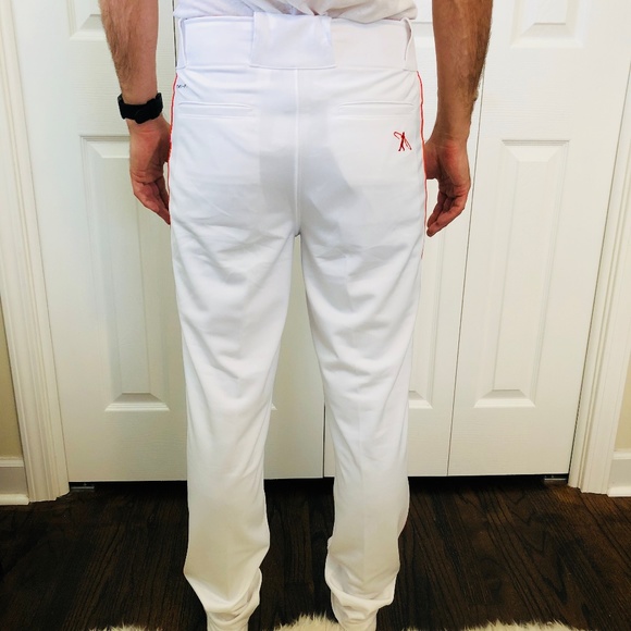 Nike Swingman Dri-FIT White Orange Baseball Pants - Picture 5 of 8